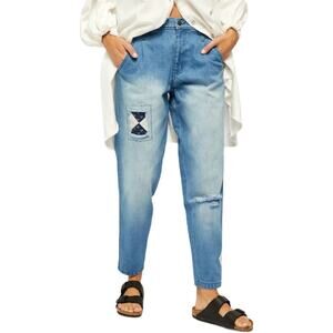 Free People We The Free Down to Earth Destroyed Patchwork Trouser Jeans Size 25